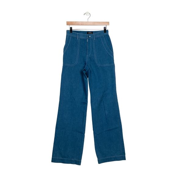 A.P.C. Mid-Rise Blue Wide Leg Denim Jeans Size 26 - Picture 1 of 5